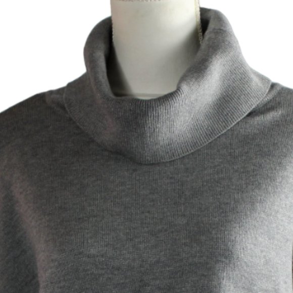 Rag Poets Fort Greene Heather Grey Elongated Ribbed Turtle Neck Sweater,… - Picture 8 of 10